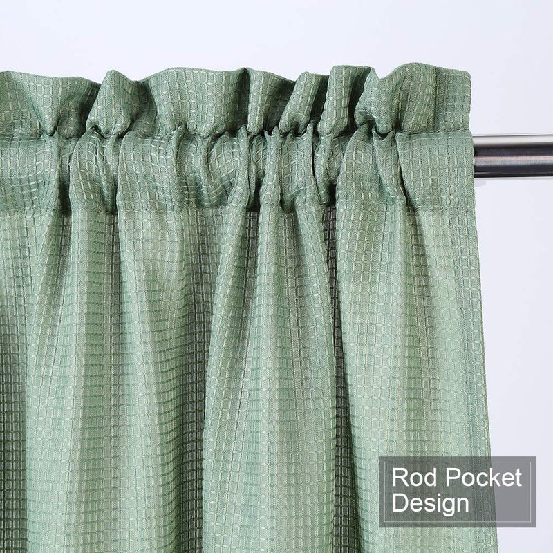 NANAN Waffle Woven Textured Short Curtains for Bathroom Waterproof Window Covering for Kitchen - 30" x 30", Sage, Set of 2 - Image 3